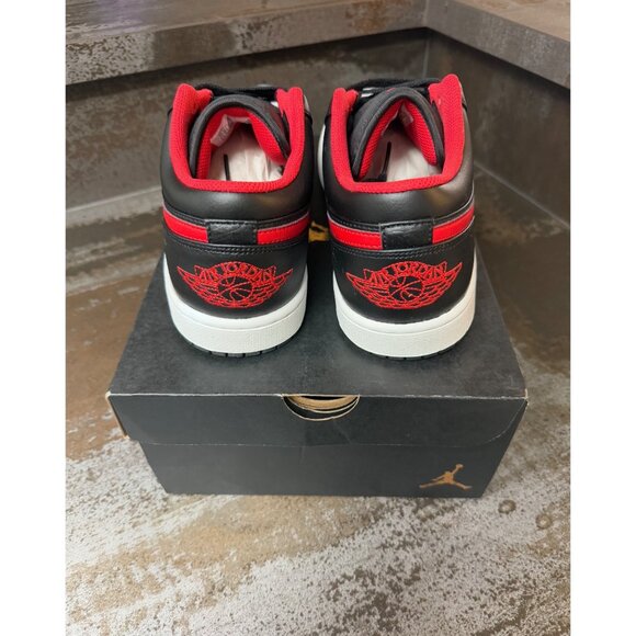 Jordan 1 Low Black Fire Red White Toe Size 10.5- 553558-063 - Picture 5 of 10